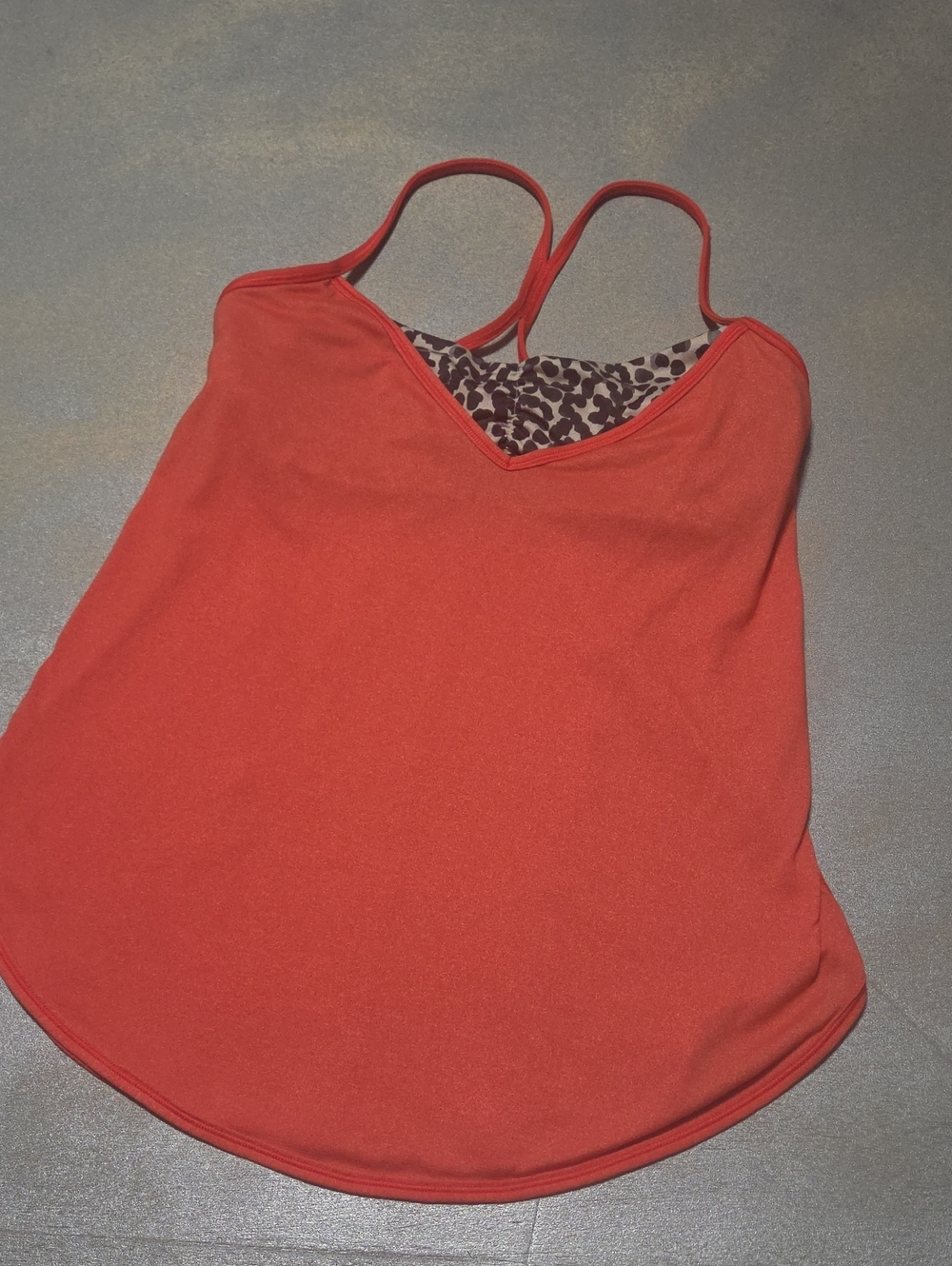 lululemon athletica Coral-Red V-Neck Leopard-Trim Tank